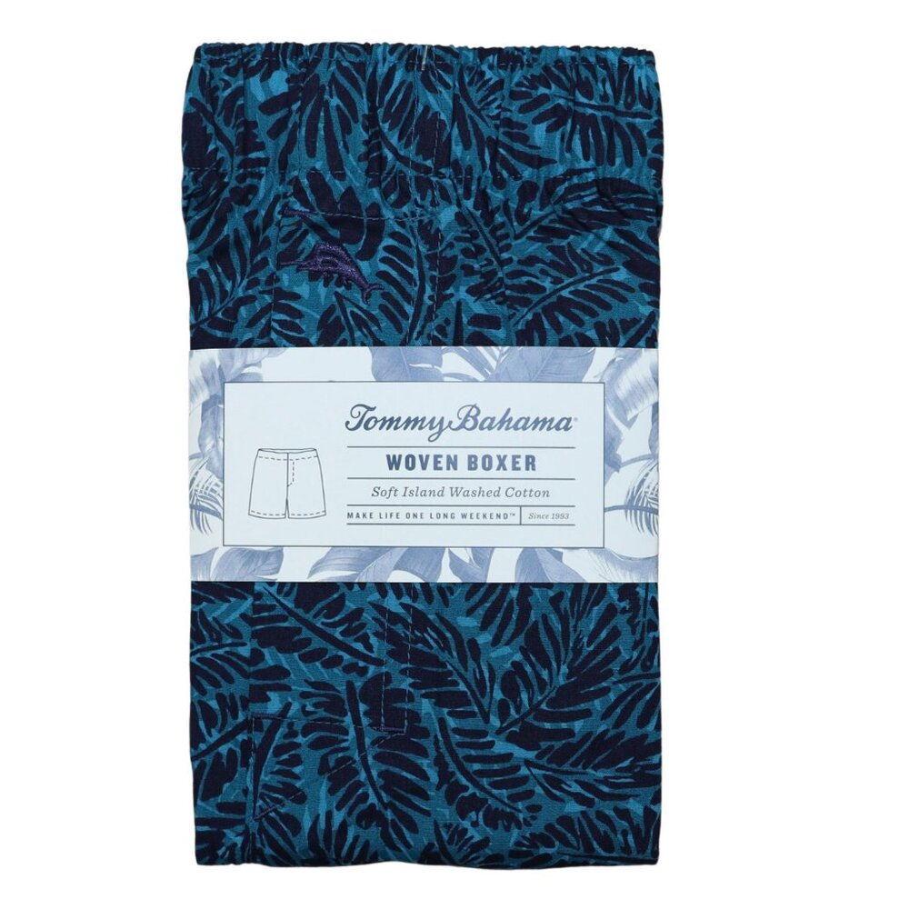 Tommy Bahama Boxer Shorts Teal Palm Fronds 100% Cotton NWT